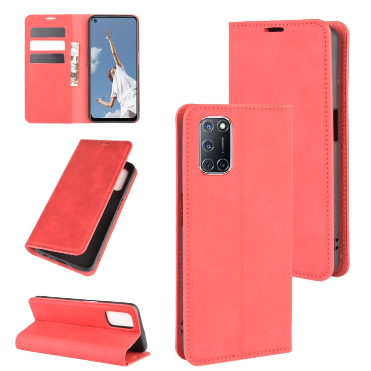 For OPPO A72 Retro-skin Business Magnetic Suction Leather Case with Holder & Card Slots & Wallet