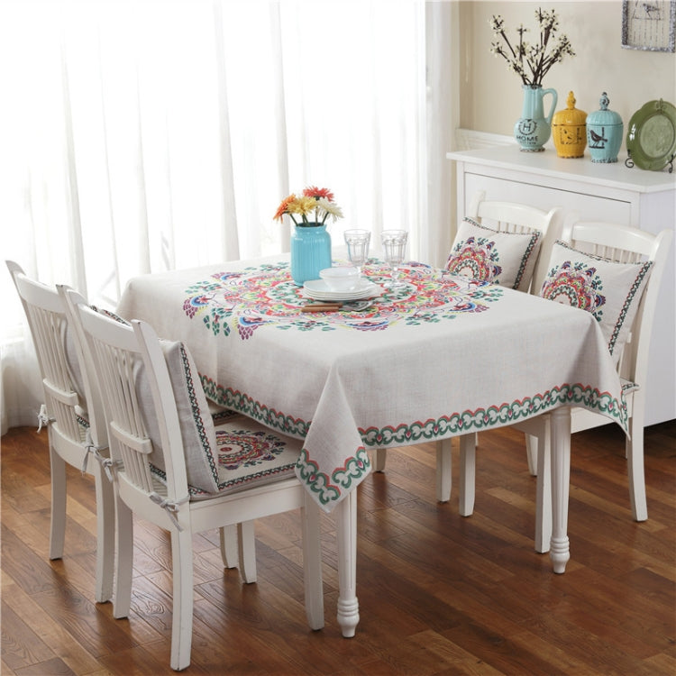 Retro Pattern Linen Table Cloth Compatible with Dinner Home Decor Dustproof Table Cover, 110x160cm