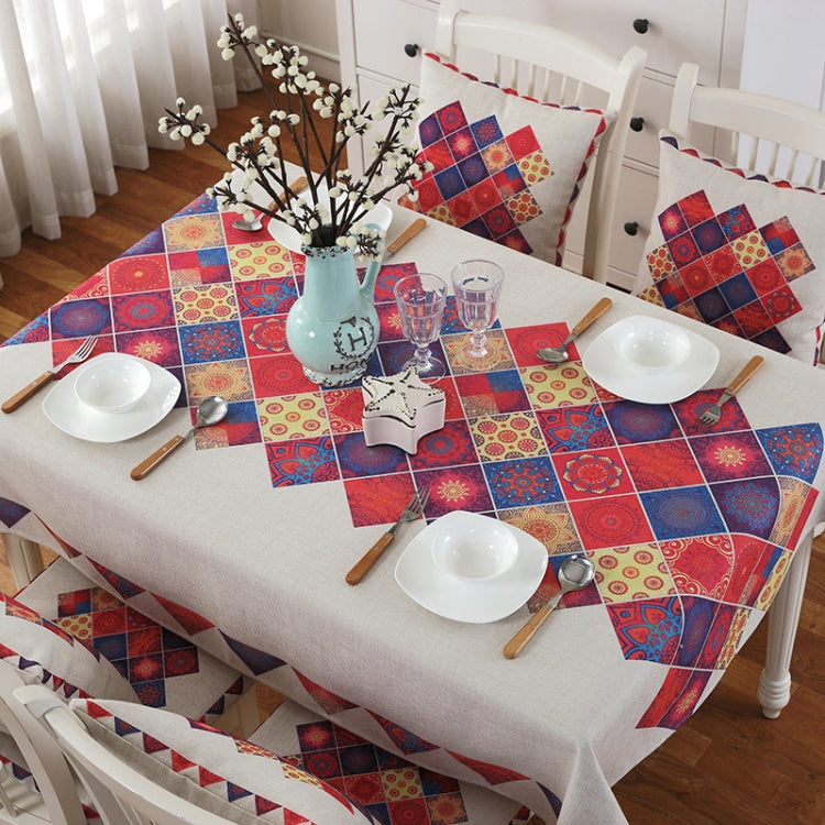 Retro Pattern Linen Table Cloth Compatible with Dinner Home Decor Dustproof Table Cover, 130x180cm
