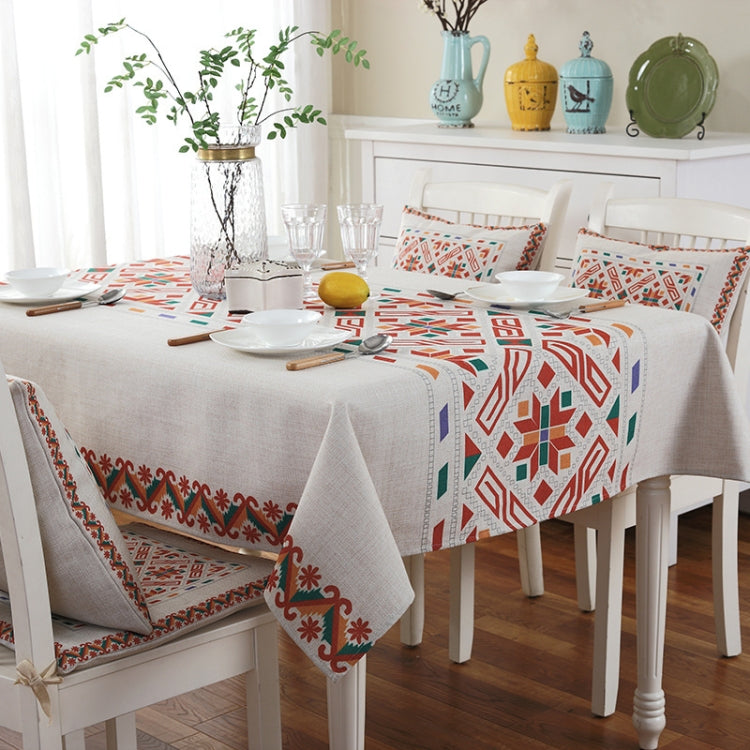 Retro Pattern Linen Table Cloth Compatible with Dinner Home Decor Dustproof Table Cover, 140x140cm