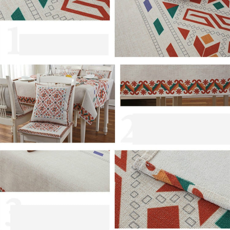 Retro Pattern Linen Table Cloth Compatible with Dinner Home Decor Dustproof Table Cover, 140x140cm