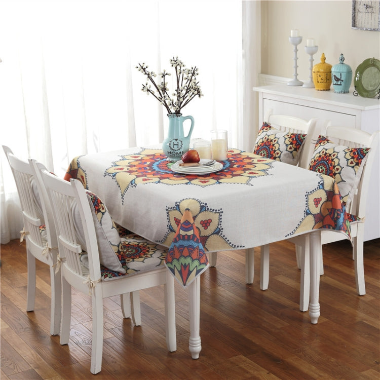 Retro Pattern Linen Table Cloth Compatible with Dinner Home Decor Dustproof Table Cover, 140x140cm