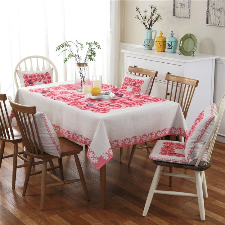 Retro Pattern Linen Table Cloth Compatible with Dinner Home Decor Dustproof Table Cover, 140x140cm