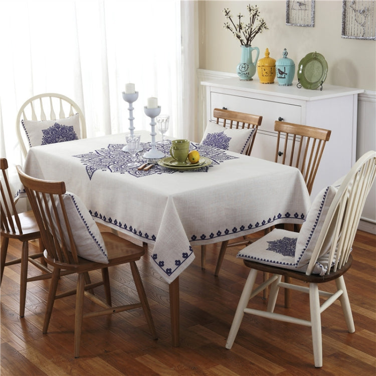 Retro Pattern Linen Table Cloth Compatible with Dinner Home Decor Dustproof Table Cover, 140x140cm