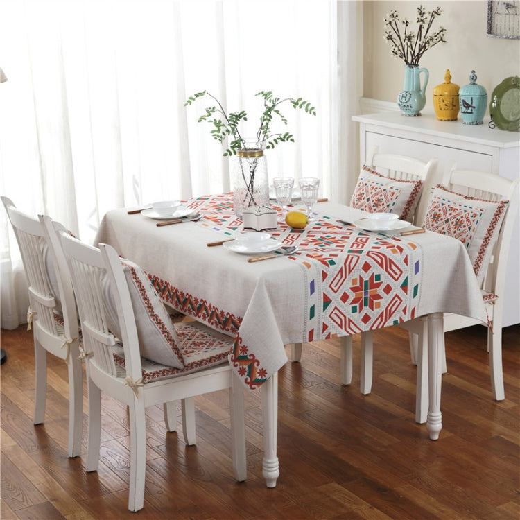 Retro Pattern Linen Table Cloth Compatible with Dinner Home Decor Dustproof Table Cover, 140x200cm