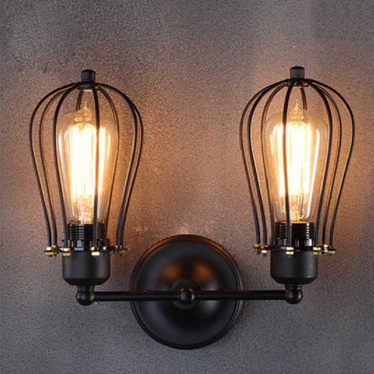 Retro Double Head Grapefruit Wrought Iron Antique Restaurant Corridor Aisle LED Wall Lamp, with Edison Tungsten Wire 40W