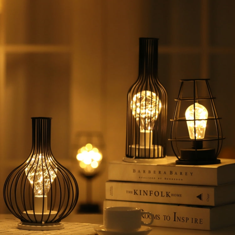 Retro Classic Iron Art LED Table Lamp Reading Lamp Night Light Bedroom Lamp Desk Lighting Home Decoration, Red Wine Glass + Red Wine Bottle