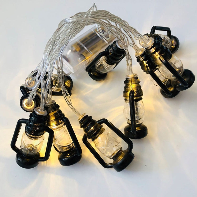 Christmas Lantern Festival Decoration Retro Kerosene Lamp LED String, 1.5m 10LEDs/ Black