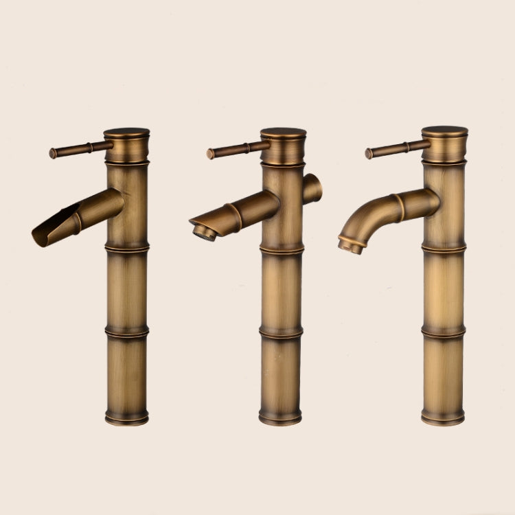 Antique Retro Hot Cold Water Bathroom Counter Basin Bamboo Waterfall Basin Copper Faucet, Breaking 3 Knots