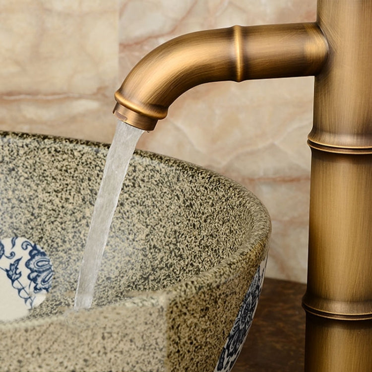 Antique Retro Hot Cold Water Bathroom Counter Basin Bamboo Waterfall Basin Copper Faucet, Early 3 Knots