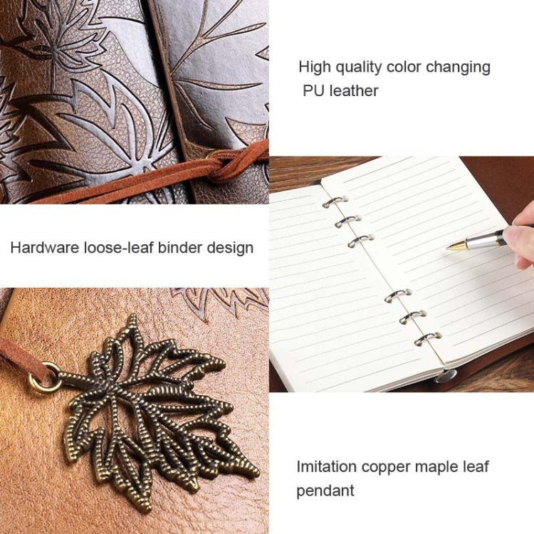 PU Maple Retro Straps Handbook Loose-leaf Notebook, A6