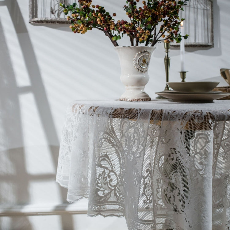 Round Lace Tablecloth Cover Cloth Retro Dining Table Coffee Table Tablecloth, 150 CM