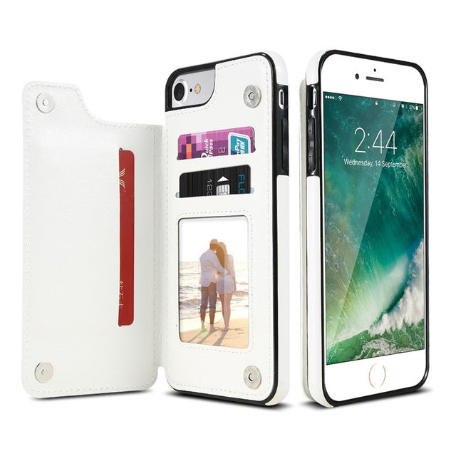 Retro PU Leather Case Multi Card Holders Phone Cases compatible with iPhone 6 Plus & 6s Plus, iPhone 6 Plus