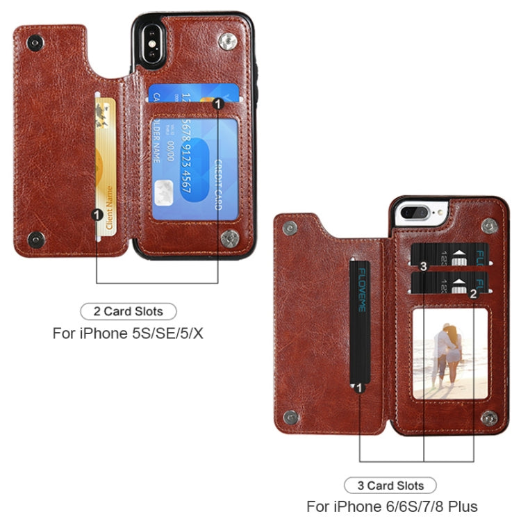 Retro PU Leather Case Multi Card Holders Phone Cases compatible with iPhone 6 Plus & 6s Plus, v