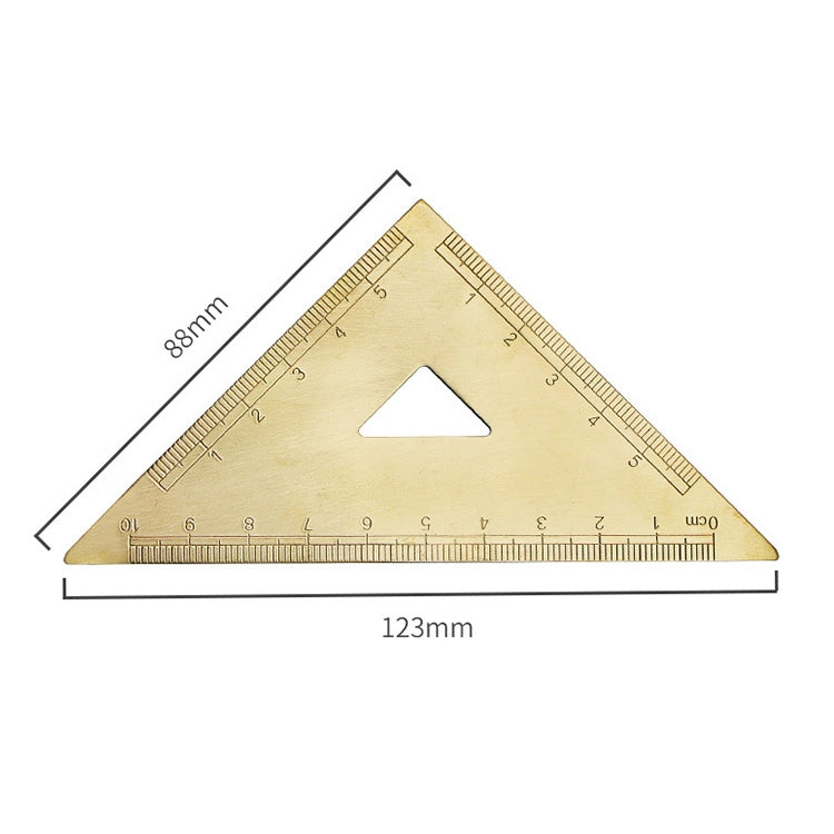 Brass Retro Drawing Ruler Measuring Tools, 0-10cm Isosceles Triangle Ruler