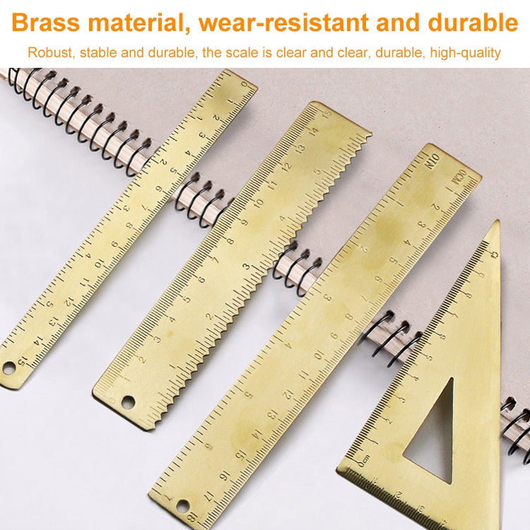 Brass Retro Drawing Ruler Measuring Tools, 0-10cm Isosceles Triangle Ruler