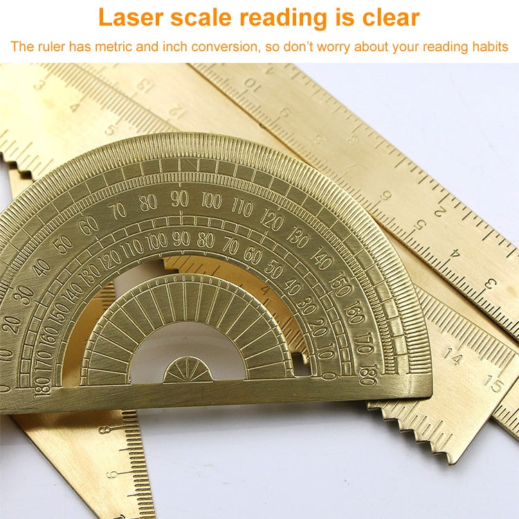 Brass Retro Drawing Ruler Measuring Tools, 0-15cm Wave Ruler