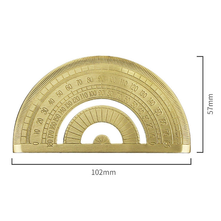 Brass Retro Drawing Ruler Measuring Tools, 0-180 Degree Protractor