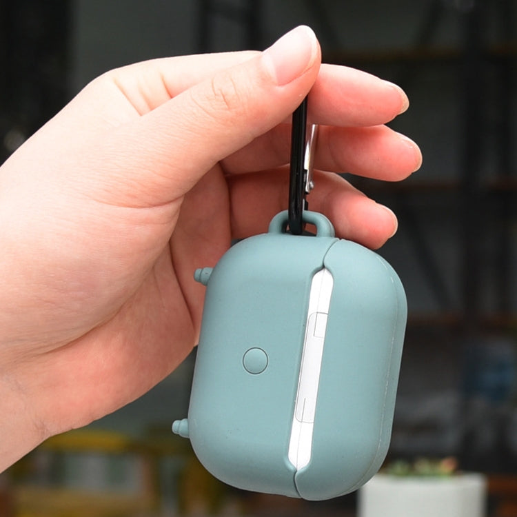 2 PCS Retro Radio Shape Protective Cover Silicone Case compatible with AirPods Pro, Matcha Green