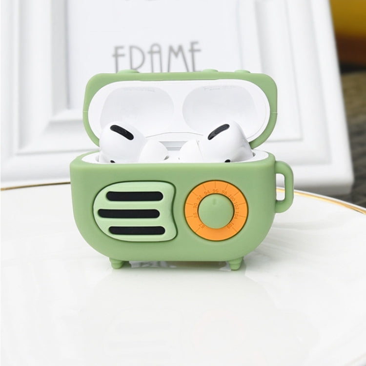 2 PCS Retro Radio Shape Protective Cover Silicone Case compatible with AirPods Pro, Pink