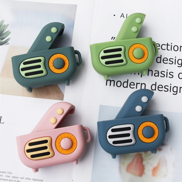 2 PCS Retro Radio Shape Protective Cover Silicone Case compatible with AirPods Pro, Green+Finger Ring