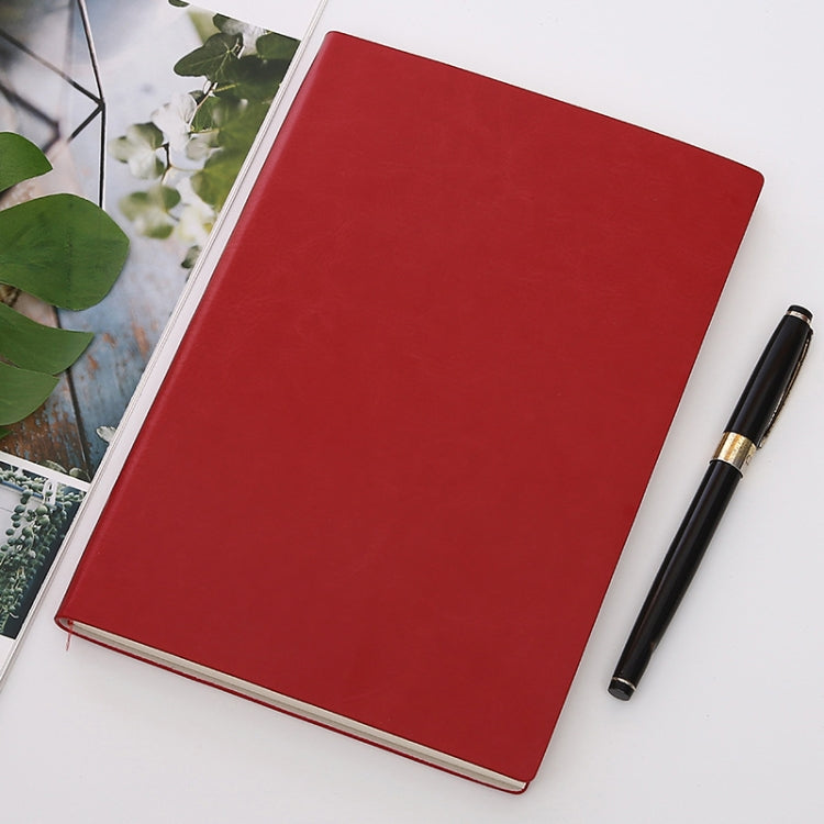 Imitation Leather Business Notebook Retro Notebook, Red A5