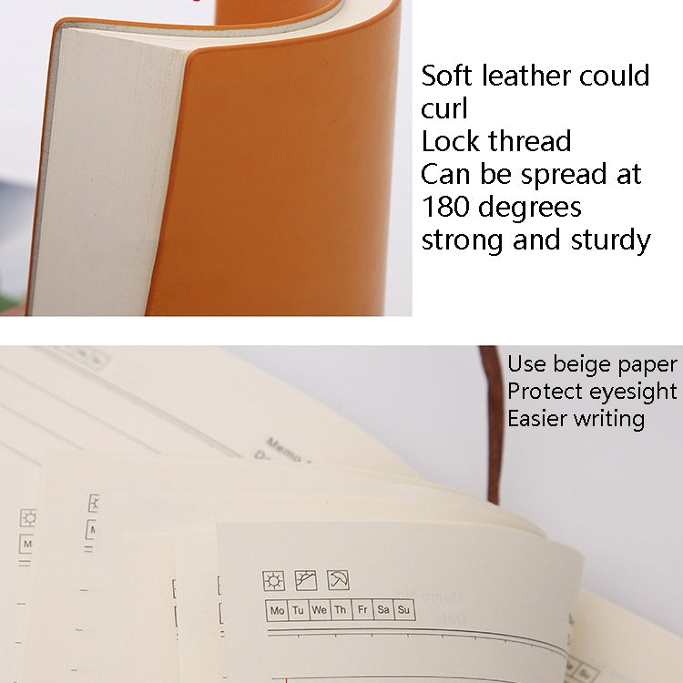 Imitation Leather Business Notebook Retro Notebook, Red A5