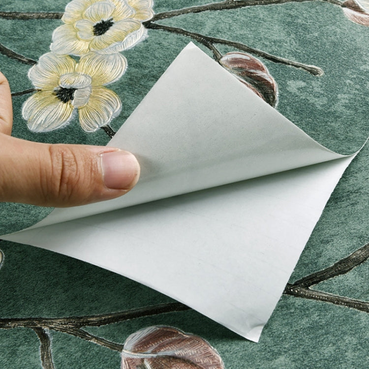 Retro 3D Stereo Plum Blossom Wallpaper Bedroom Living Room TV Background Wall Self-Adhesive Wallpaper, 0.53x3m