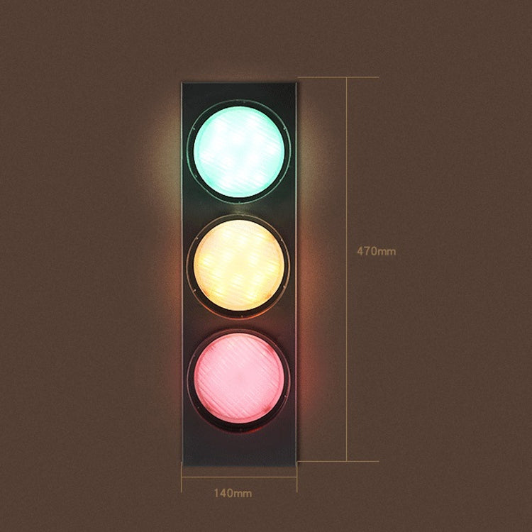 Retro Bar Restaurant Traffic Light Wrought Iron Engineering Glass LED Indoor Signal Wall Light, 5W x 3