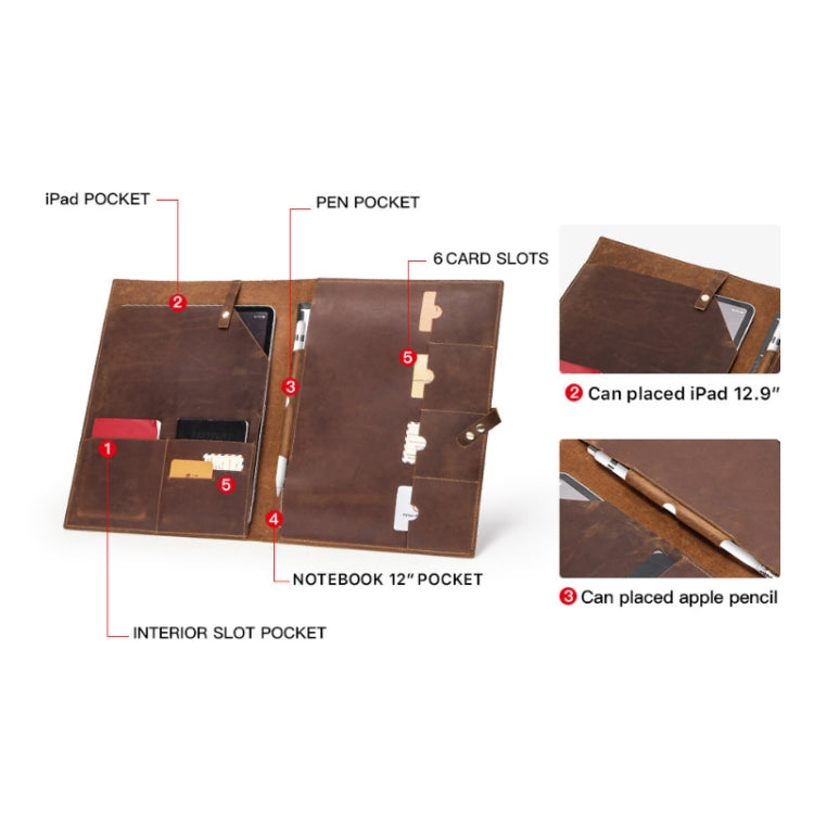CONTACTS FAMILY CF2002 Retro Crazy Horse Texture Multifunctional Protective Cover Leather Case compatible with iPad Pro 12.9 2020 / 2021 / 2018