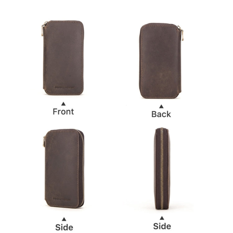 Contacts Family CF1114 Leather Watch Box Retro Crazy Horse Leather Zipper Couple Watch Bag, CF1114