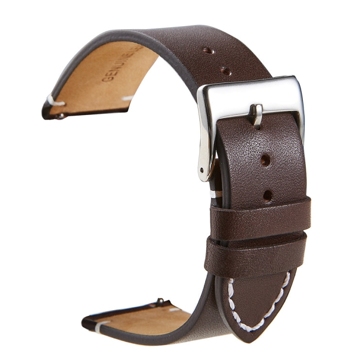 First Layer Retro Cowhide Frosted Bottom Leather Quick Release Ultra-Thin Universal Watch Strap, Size:, 22mm