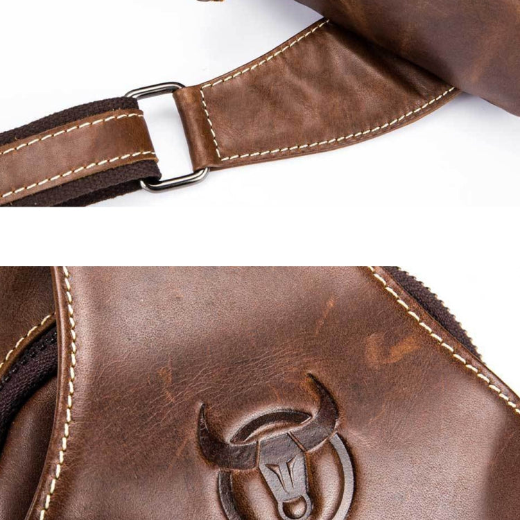 BULL CAPTAIN 019 Retro Men Leather Crossbody Shoulder Bag First-Layer Cowhide Chest Bag, Colour: Black + Buckle, Black + Buckle + Bracket
