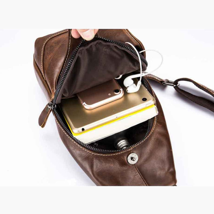 BULL CAPTAIN 019 Retro Men Leather Crossbody Shoulder Bag First-Layer Cowhide Chest Bag, Colour: Black + Buckle, Black + Buckle + Bracket