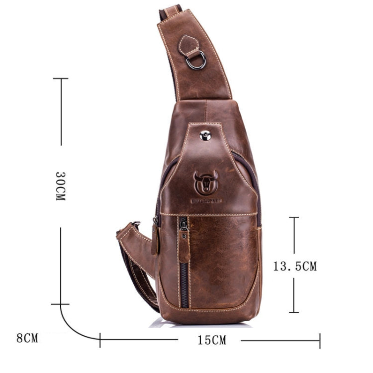 BULL CAPTAIN 019 Retro Men Leather Crossbody Shoulder Bag First-Layer Cowhide Chest Bag, Colour: Black + Buckle, Yellow + Buckle + Bracket