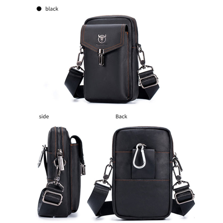 BULL CAPTAIN 076 Retro Leather Mobile Phone Waist Bag Men Leather Messenger Bag