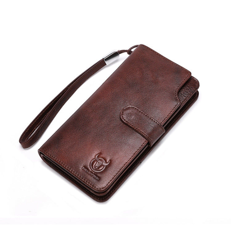 BULL CAPTAIN 028 Long Buckle Retro Cowhide Multi-Function Wallet (Black)