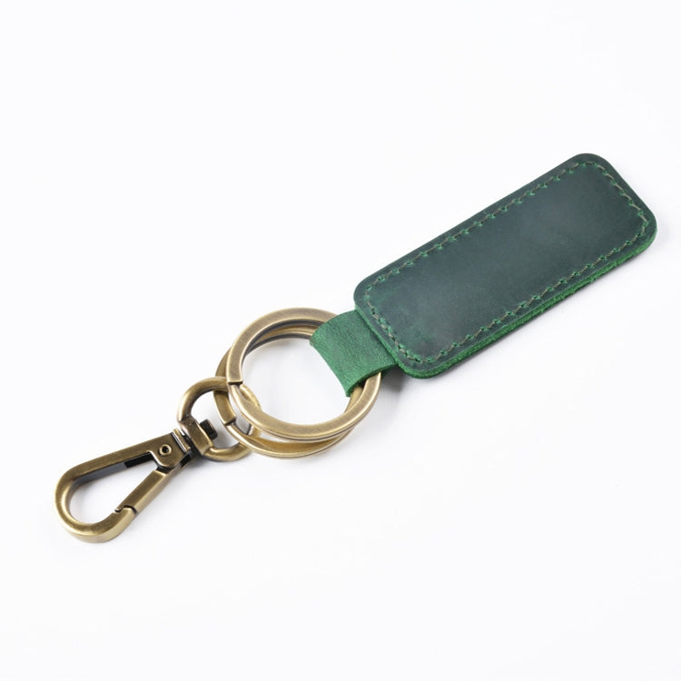 2 PCS Handmade Crazy Horse Leather Retro Keychain Car Couple Keychain, Double Ring