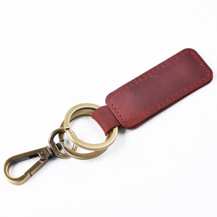 2 PCS Handmade Crazy Horse Leather Retro Keychain Car Couple Keychain