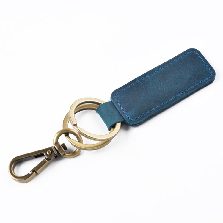 2 PCS Handmade Crazy Horse Leather Retro Keychain Car Couple Keychain, Double Ring