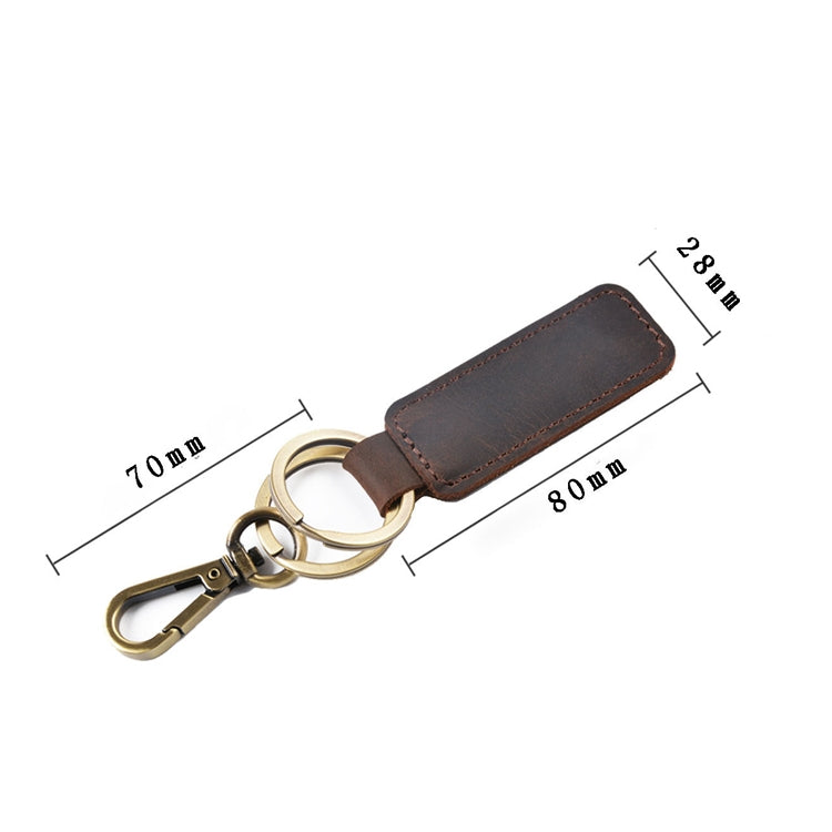 2 PCS Handmade Crazy Horse Leather Retro Keychain Car Couple Keychain, Double Ring