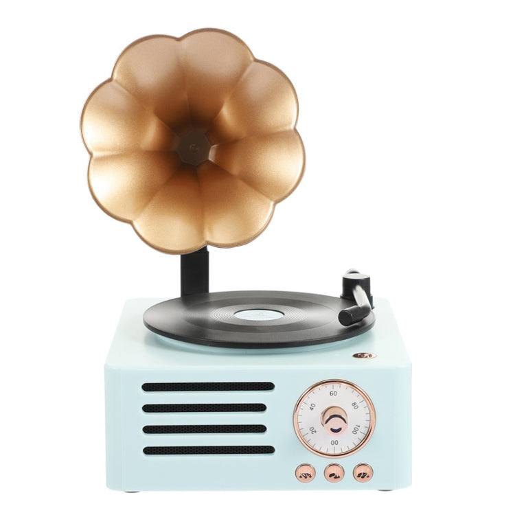T15 Petunia Retro Vinyl Record Player Wireless Multifunction Mini Bluetooth Audio, Blue