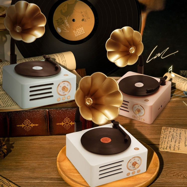 T15 Petunia Retro Vinyl Record Player Wireless Multifunction Mini Bluetooth Audio, Pink