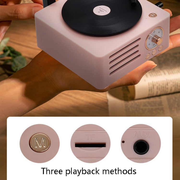 T15 Petunia Retro Vinyl Record Player Wireless Multifunction Mini Bluetooth Audio, Pink