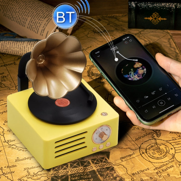 T15 Petunia Retro Vinyl Record Player Wireless Multifunction Mini Bluetooth Audio, Blue