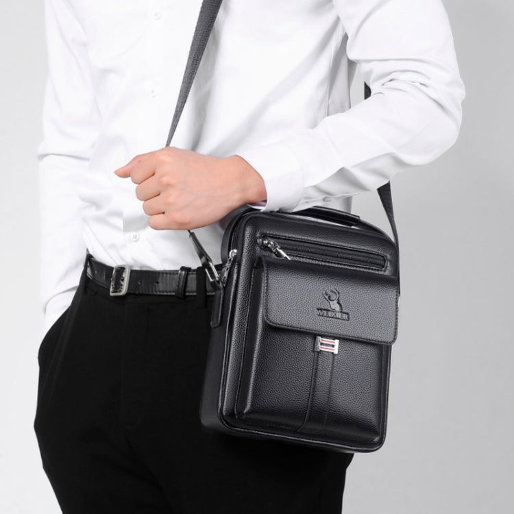WEIXIER D244 Men Shoulder Bag Large Capacity Business Retro Messenger Bag, D244 Black