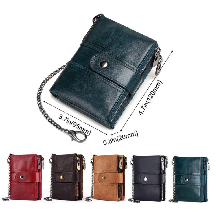 BP804 RFID Anti-Theft Wallet Multi-Function Buckle Zipper Retro Leisure Coin Purse, BP804 Blue