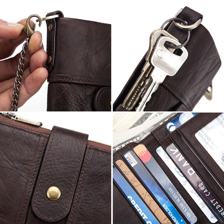 BP804 RFID Anti-Theft Wallet Multi-Function Buckle Zipper Retro Leisure Coin Purse, BP804 Khaki