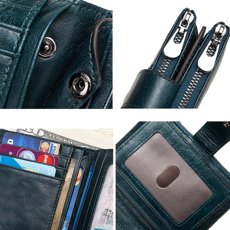 BP804 RFID Anti-Theft Wallet Multi-Function Buckle Zipper Retro Leisure Coin Purse, BP804 Brown