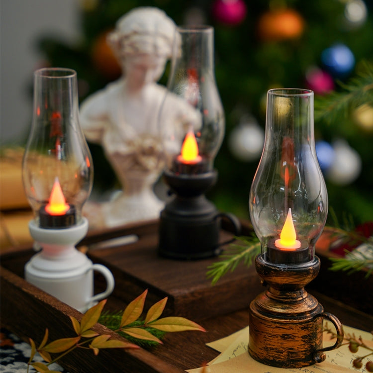 Retro Luminous Kerosene Lamp Christmas Simulation Oil Lamp Decoration, Spec:, Water-drop (Black)
